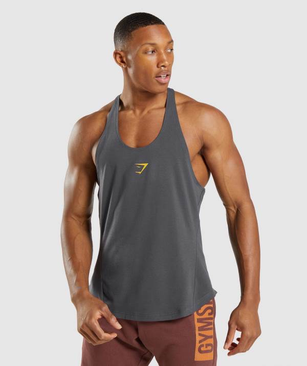 Panske Tielko Gymshark Bold Stringer Čierne Siva | NA0815329